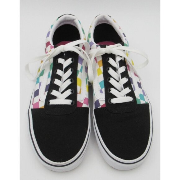 Vans Off The Wall Women's 8.5 Black/Rainbow Checkered Low Lace-Up Shoes Sneakers - Picture 1 of 7